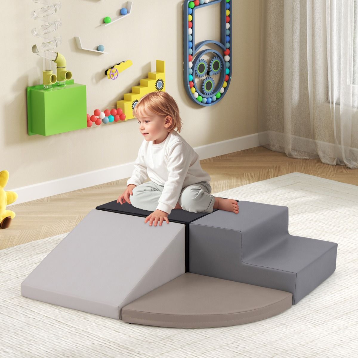 Coast 4-teiliges Kletterset für Kleinkinder - Weiche Schaumstoffblöcke mit Rutsche und Treppe - PU & EPE - 46 x 46 x 25 cm - Multicolor