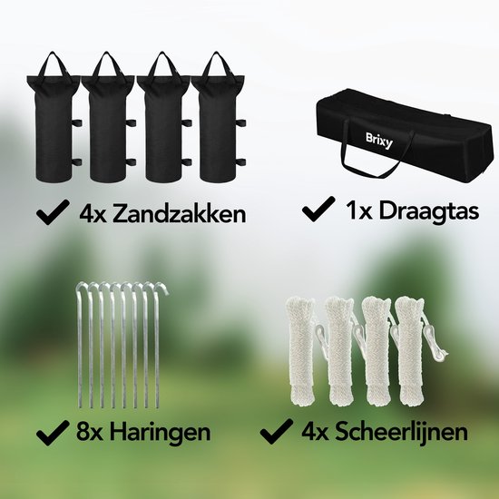 Brixy Partyzelt - faltbar - einfacher Aufbau - 3x3m - wasserdicht - Pavillon mit Seitenwänden - inkl. Tragetasche - Creme