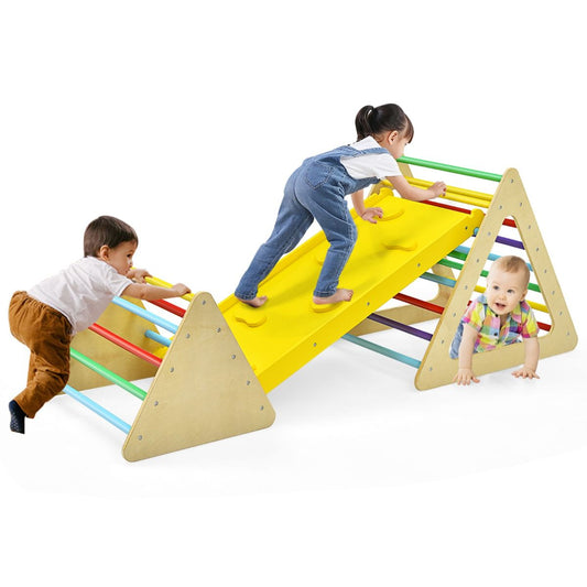 Coast 3-in-1-Kletterspielzeug-Set für Kleinkinder - Bunt - Große Dreiecksleiter 79,5x59,5x70 cm, Kleine Dreiecksleiter 59,5x51x45 cm, Kletterrampe 110x48x7,5 cm