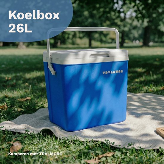 TRVLMORE Cool Box 26L - 65-Stunden-Kühlung - Kühlbox - Inklusive 2 Kühlelemente - Blau