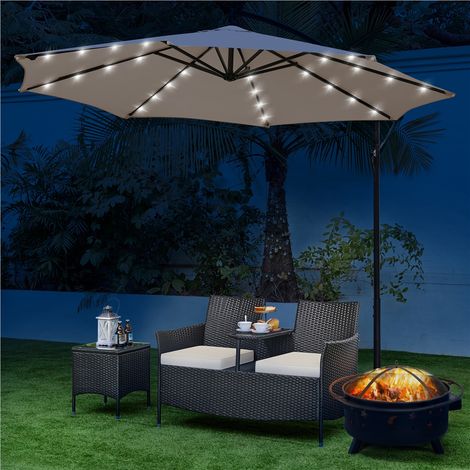 Yaheetech Gartenbank für 2 Personen – mit Glastischplatte – 131 x 65,5 x 85 cm – Schwarz/Beige