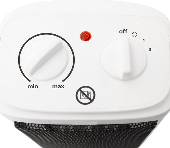 Inventum KC221W - Keramischer Elektroheizer - Freistehend - Gebläsebetrieb - Bis zu 60 m3 - Weiß/Schwarz