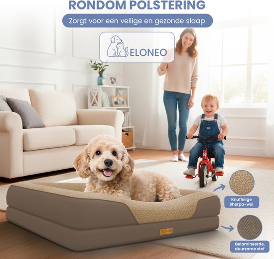 ELONEO Orthopädisches Hundebett – S – Braun