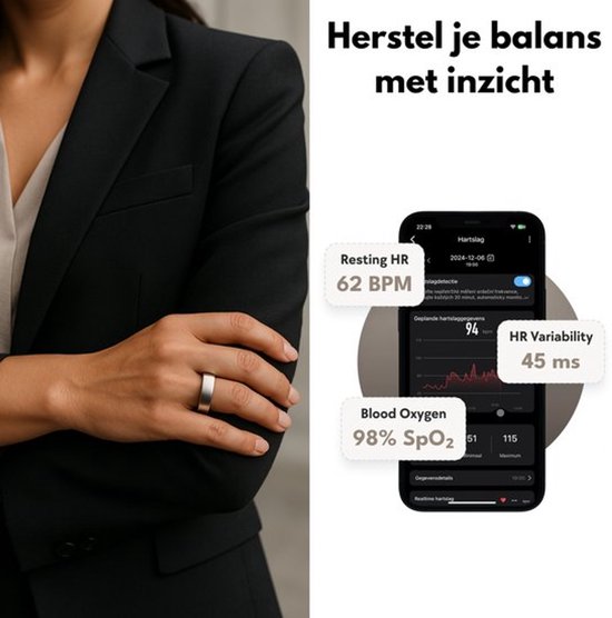 Focus® S1 Smart Ring – Roségold – Größe 9 – Herzfrequenz – Menstruationszyklus – Schlafmonitor – Smart Ring – Sportleistung – Schrittzähler – IP68 wasserdicht – Sauerstoffmessung – Damen – Herren – Wearables – Ladecase – Schutzring