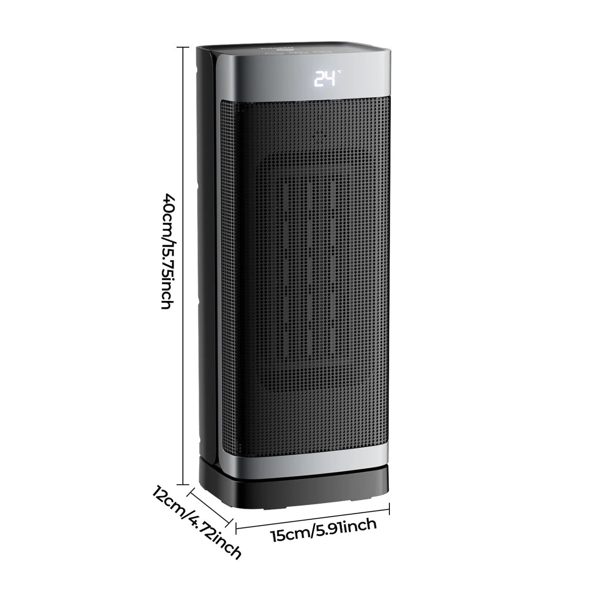 Totopia 2000 W Keramikheizung – PTC-Elektroheizung mit Fernbedienung – 12-Stunden-Timer – Schwenkfunktion – 40 × 15 × 12 cm – Schwarz
