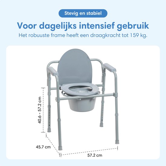 Safe Age® Toilettenstuhl 3-in-1 - faltbar & höhenverstellbar - Toilettenerhöhung & Poststuhl mit Eimer - bis 160 kg - für Senioren & Rekonvaleszenten - po Stuhl - Toilettenstuhl
