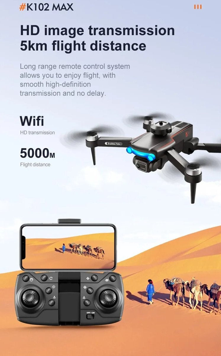 PuroTech Quad-Drohne Full HD 4K Kamera - 45 Minuten Flugzeit - Hindernisvermeidung - Inklusive 3 Batterien - Kein Flugschein erforderlich - Geeignet für Kinder / Erwachsene - Geschenk Weihnachten & Nikolaus