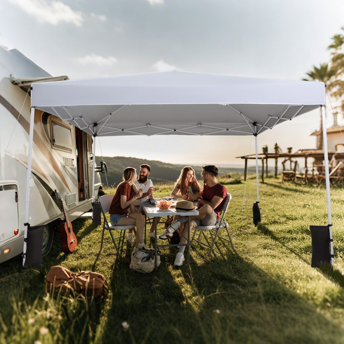Coast Pop-up-Gartenpavillon – höhenverstellbar – faltbares Partyzelt – weiß 290 x 290 cm