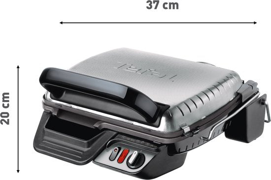 Tefal Ultra Compact 600 Comfort GC3060 Kontaktgrill – Grillmodus – Einstellbare Temperatur – Herausnehmbare Antihaft-Grillplatten – Fettauffangschale – Vertikale Aufbewahrung – 2000 W – Edelstahl