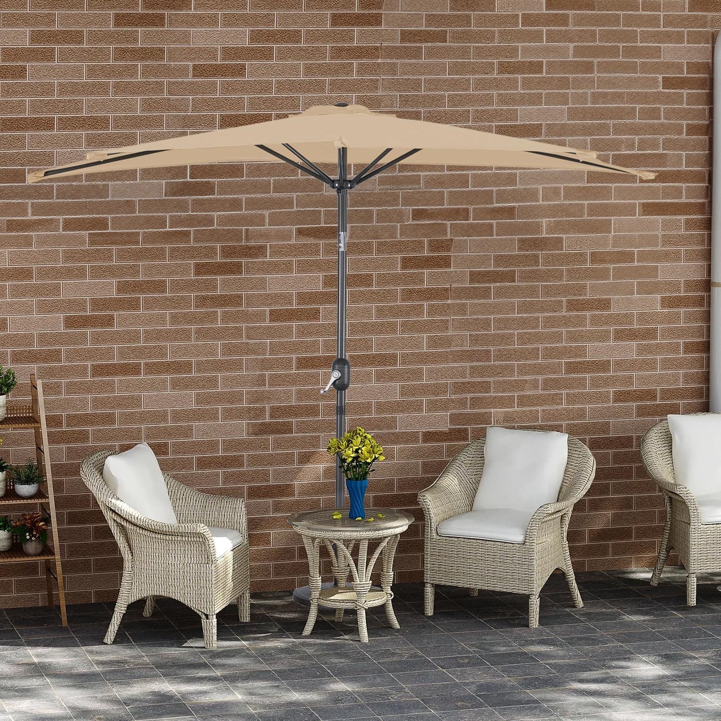 Angel Living Balkon-Sonnenschirm - halbrund - 265 x 132 cm - Beige