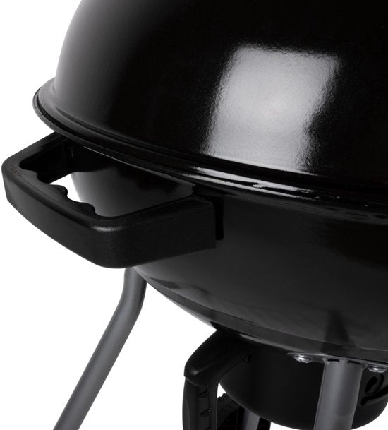 alpina Holzkohle-Grill – Kugelgrill Ø 43 cm – Grill mit Deckel und Rädern – Integriertes Belüftungssystem – Herausnehmbarer Aschebehälter – Schwarz