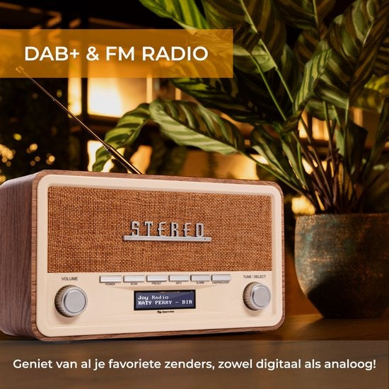 Denver DAB18LW DAB-Radio - Bluetooth - DAB+/ FM - Batterien & Netzanschluss - Braun