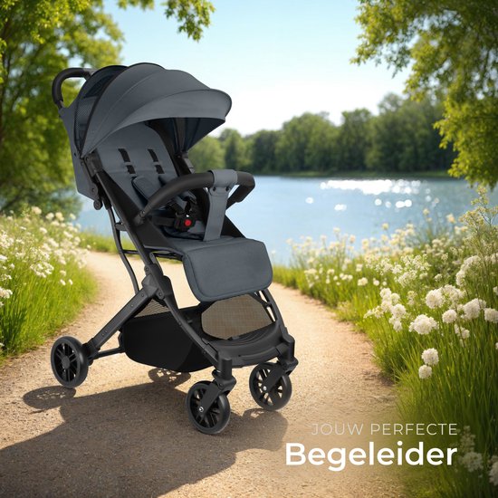 tectake® Buggy Kinderwagen Finn - Leichter Faltbuggy - Faltbar und mit Faltverdeck - Sonnenschutz - Tragkraft 15kg - Anthrazit