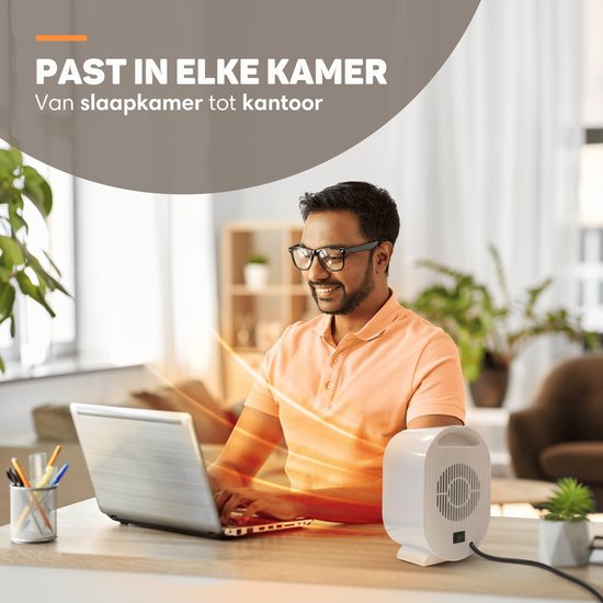 DO NOT SELL IN GERMANY -  Vulpes Goods® Tech - Elektroherd Pro - Elektrische Heizung für den Innenbereich - Heizlüfter - Keramischer Herd - Heizung - 2 Stufen - 1200W - LED-Anzeige - Weiß