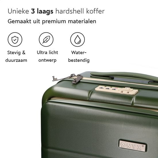 ONYXÂ® Handgepäck Koffer - Spinner-Räder - Doppeltes TSA-Schloss - Praktische Fronttasche - 35 L - 55 cm - Oliv