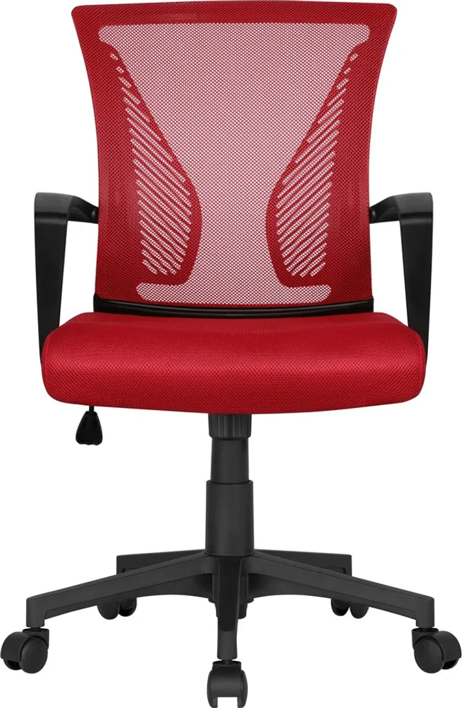 Yaheetech Ergonomischer Bürostuhl 60 x 60 x 91–100,5 cm – Rot – Verstellbarer Drehstuhl mit Netzrückenlehne