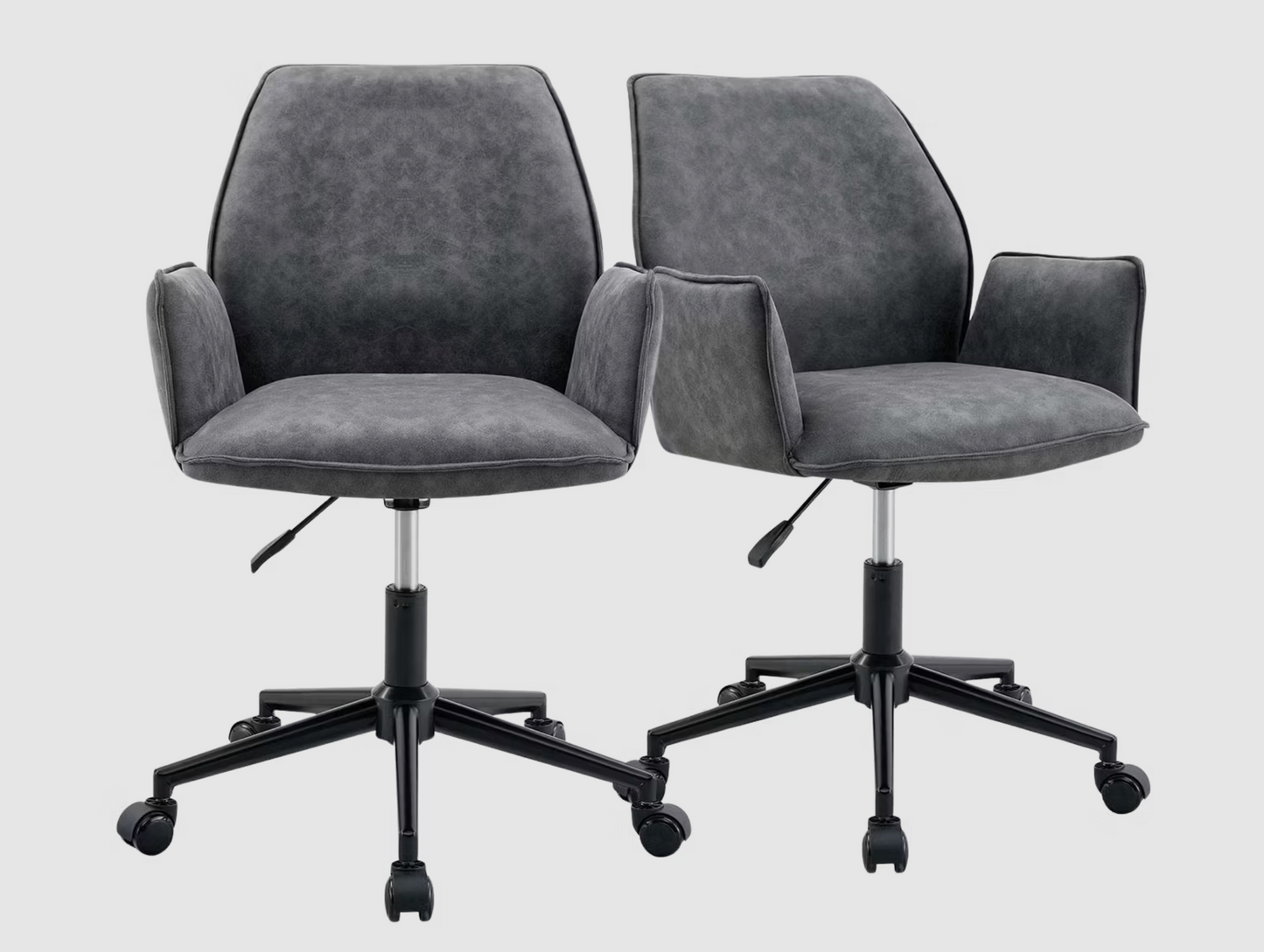 Jill Bürostühle 2er Set - Anthrazit Mikrofaser - 58,5 x 64 x 82,5-91,5 cm - Höhenverstellbar