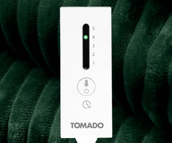 Tomado TEB1804G – Elektrische Tagesdecke – Überwurfdecke – Heizdecke – Superweiches Fleece – 180 x 130 cm – Grün