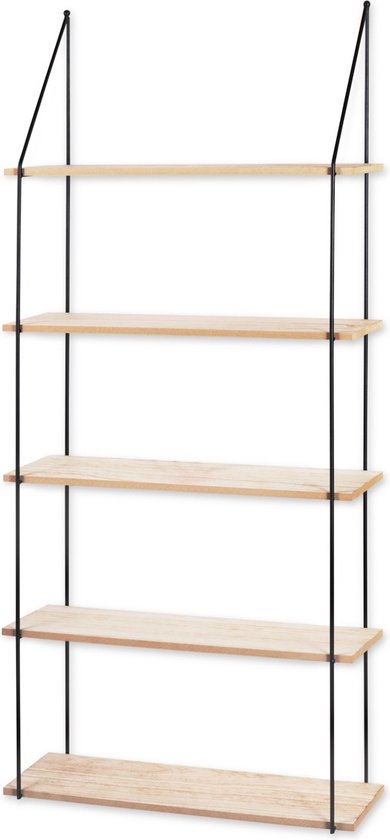 LIFA LIVING Wandregal - Industriell - Rechteckig - Eisen und MDF-Holz - 5 Fächer