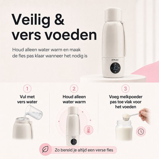 Koraki® Thermosflaschenwärmer - Kabelloser Flaschenwärmer - für unterwegs - 500ml