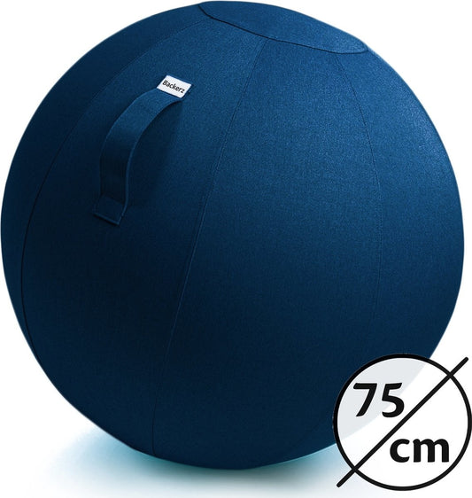 Bckz - Sitz-/ Yogaball - ergonomischer Sitzball für Büro und Zuhause - 75cm - Leinen - Dunkelblau