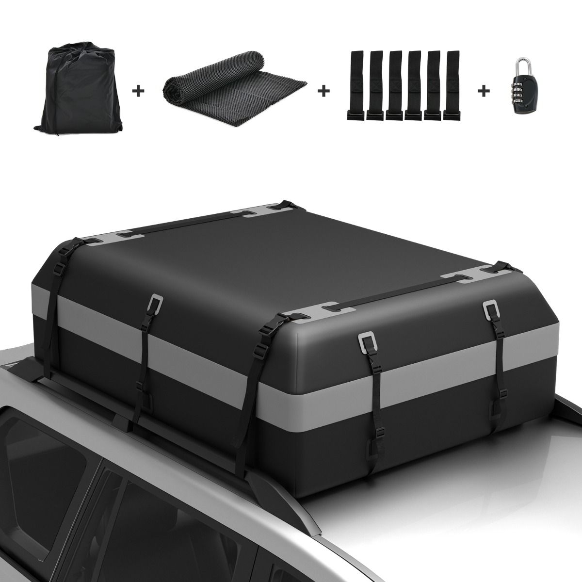 Coast Dachgepäcktasche für das Auto – wasserdichtes PVC – 595 Liter – grau und schwarz