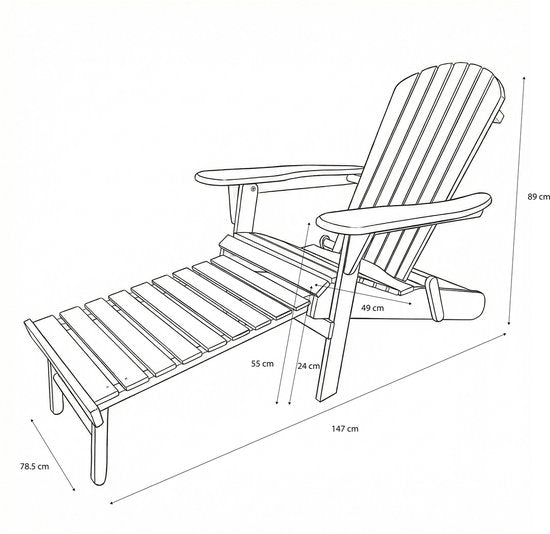AXI Alexa Adirondack-Stuhl Grau – Mit Fußhocker – Loungesessel aus Holz mit Armlehnen – Zusammenklappbar – Hohe Rückenlehne – Gartenstuhl – 147 x 78,5 x 89 cm – 100 % FSC-zertifiziertes Hemlock-Holz