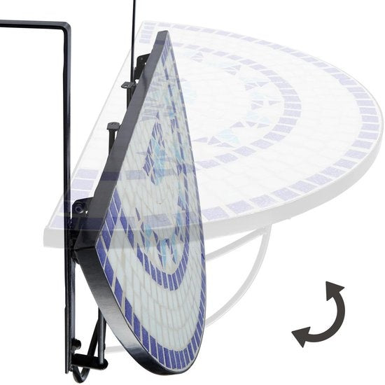 tectake - Balkontisch Mosaik klappbar weiß/blau - 402766