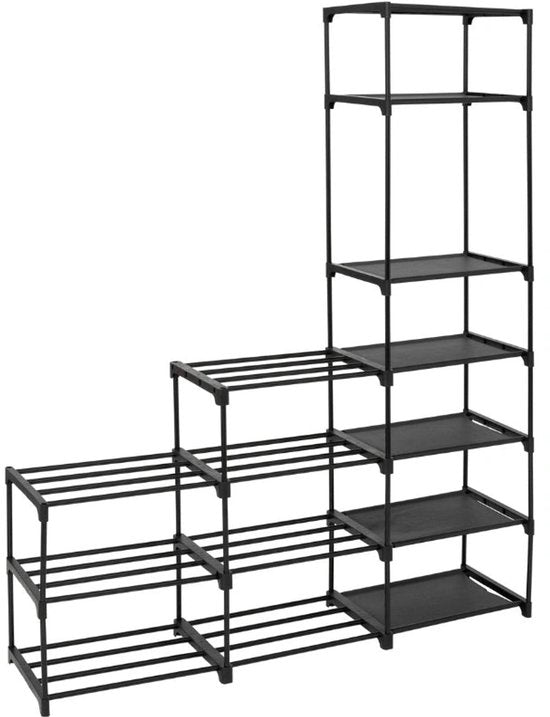 Modulares Schuhregal mit 8 Ebenen für 32 Paar Schuhe Five® – Schwarz – Einfach zu montieren