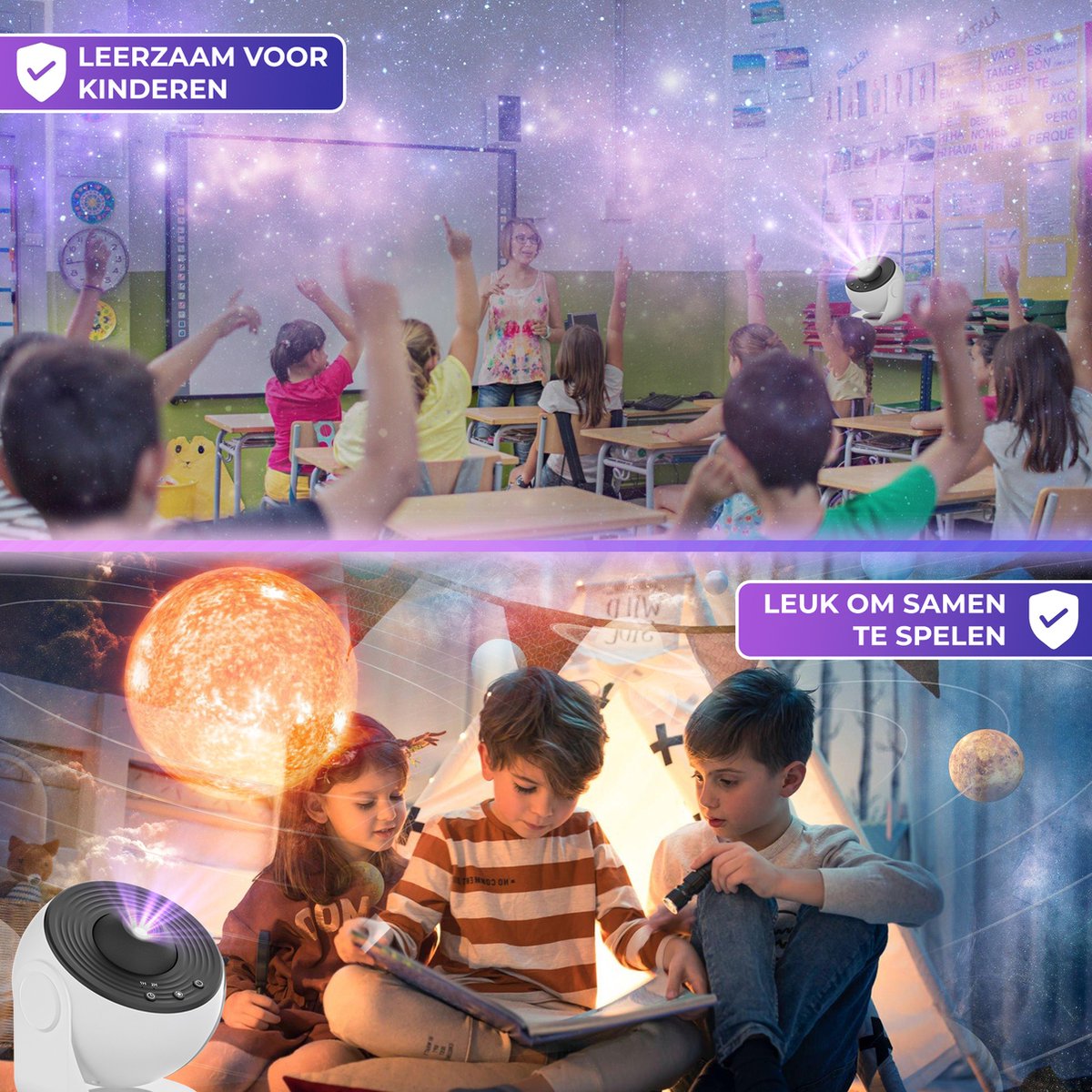 MostEssential Premium 12-in-1-Projektorlampe - 360° - 3000 lm - Schwarz + Weiß