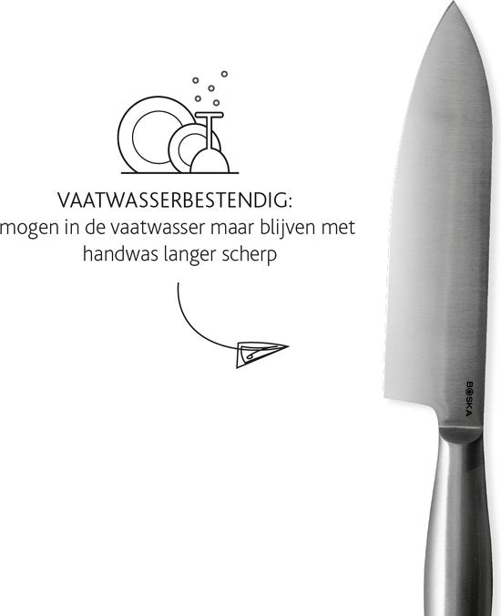 Boska Kochmesser Kopenhagen 18 cm - Küchenmesser - Für alle Arten von Lebensmitteln - Einzigartiges Design - Spülmaschinenfest - Rostfreier Stahl