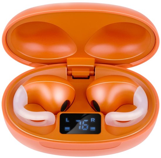 Grundig kabellose Bluetooth-Ohrhörer – kabellose Ohrhörer mit LED-Display und Ladecase – In-Ear-Ohrhörer mit OWS-Technologie und USB-C-Ladegerät – Orange