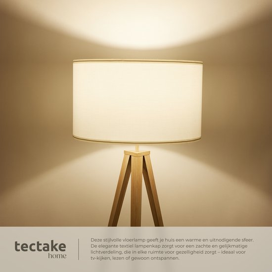 tectake Lunaris Stehlampe – Dreifuß – Lampenschirm in Leinenoptik – E27 – 158 cm
