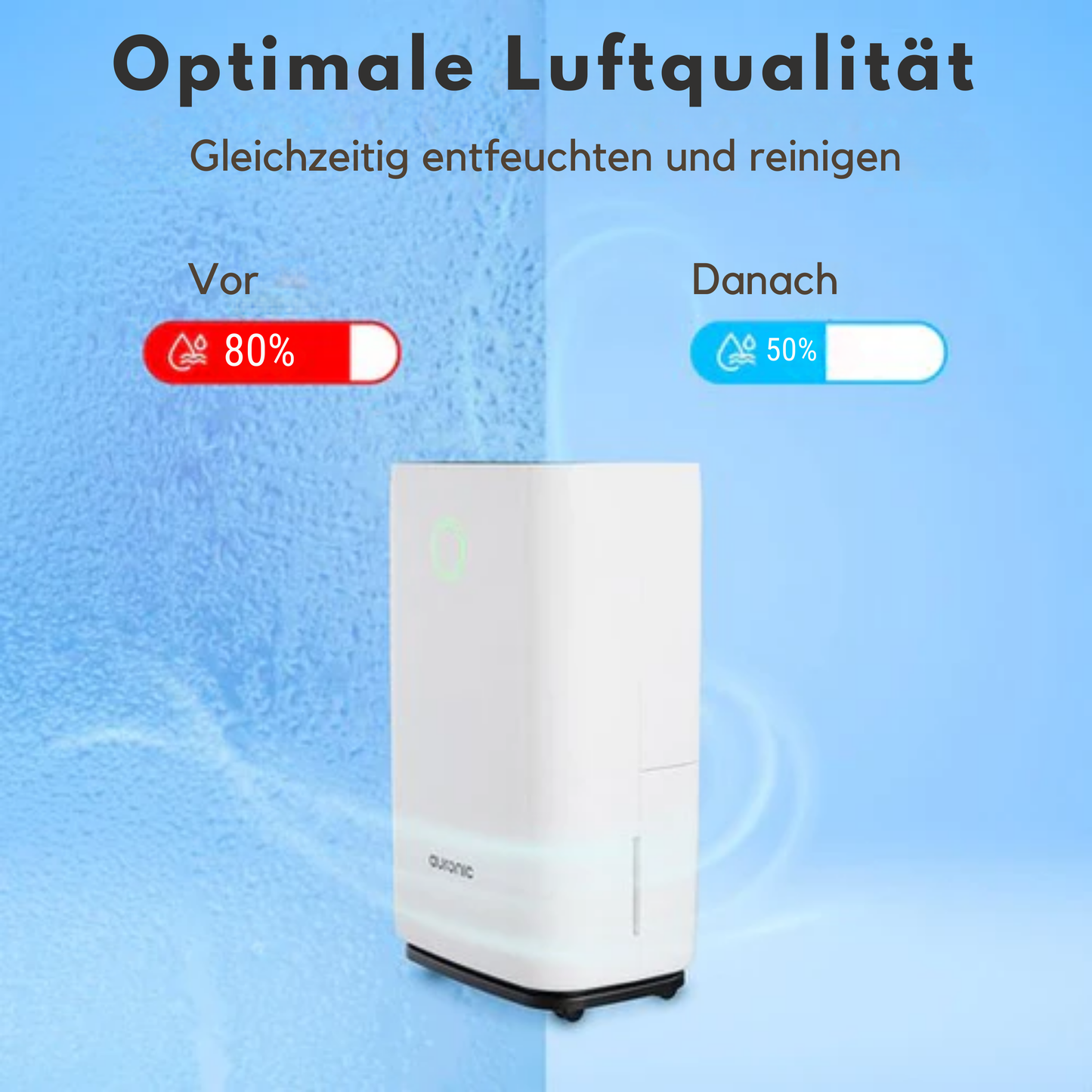 Auronic Luftentfeuchter - 16 l Kapazität pro Tag - Wash-Dry-Funktion - Nachtmodus - Für Schlafzimmer & Wohnzimmer - Weiß & Kunststoff