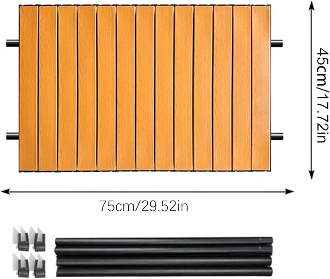 Aldorr Klappbarer Außentisch für den Gartenwagen, Tischplatte 75 x 55 cm – Tragbar – Kompakt – Holzoptik