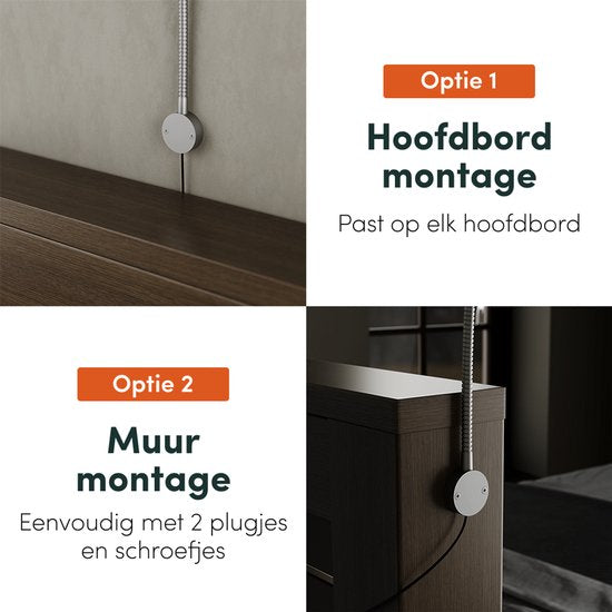 Nolt Leselampe für das Bett - Nachtlicht dimmbar - 2 Bettlampen - Bettlampe für das Schlafzimmer - Leselampen für das Kopfteil - Leselampe für Erwachsene