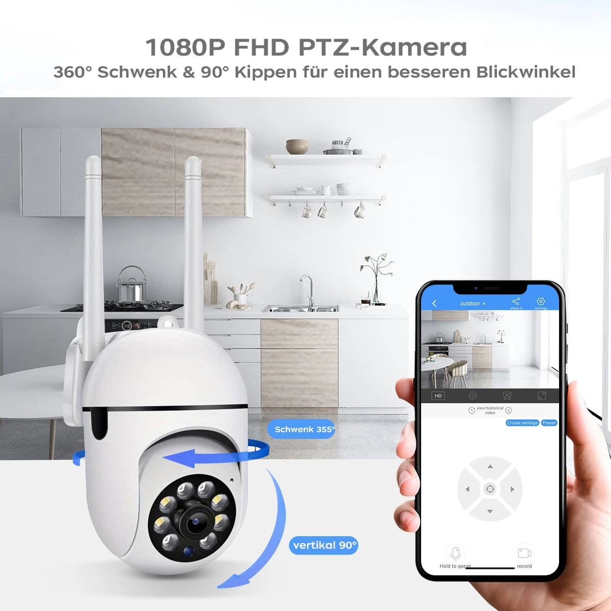 JOOAN A2R-U Außenkamera – 1080p – 2,4-GHz-WLAN – Weiß