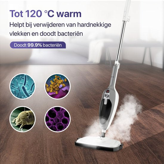 LUMAN 12 in 1 Dampfreiniger UND Händetrockner - Teppichreiniger - Fleckenreiniger - Mit 10 Aufsätzen und 3 Mikrofasertüchern - Reinigt Boden, Sofa, Bad und Teppich - Grau