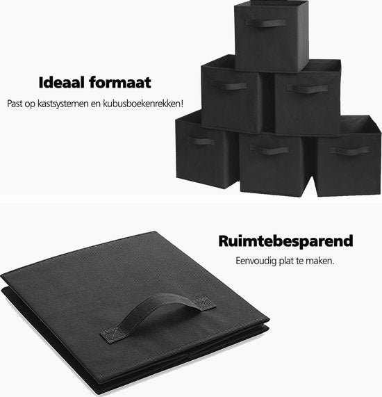 SWILIX® Multifunktionaler Aufbewahrungskorb / Aufbewahrungsbox - Schrankorganisator - 6 Stück - 20 L - Schwarz