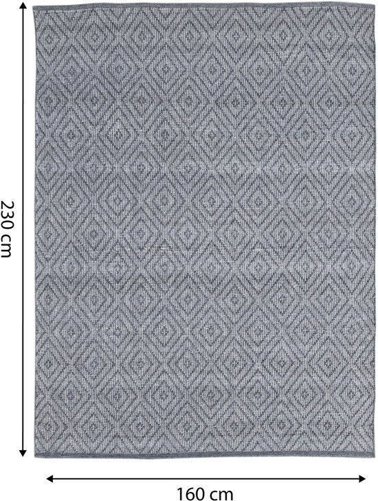 AXI Bali Outdoor-Teppich – Rechteckig – 160 x 230 cm – Grau – Geometrisches Muster – Outdoor-Teppich – Wetter- und UV-beständig – Flachgewebt – Gartenteppich – Für drinnen und draußen
