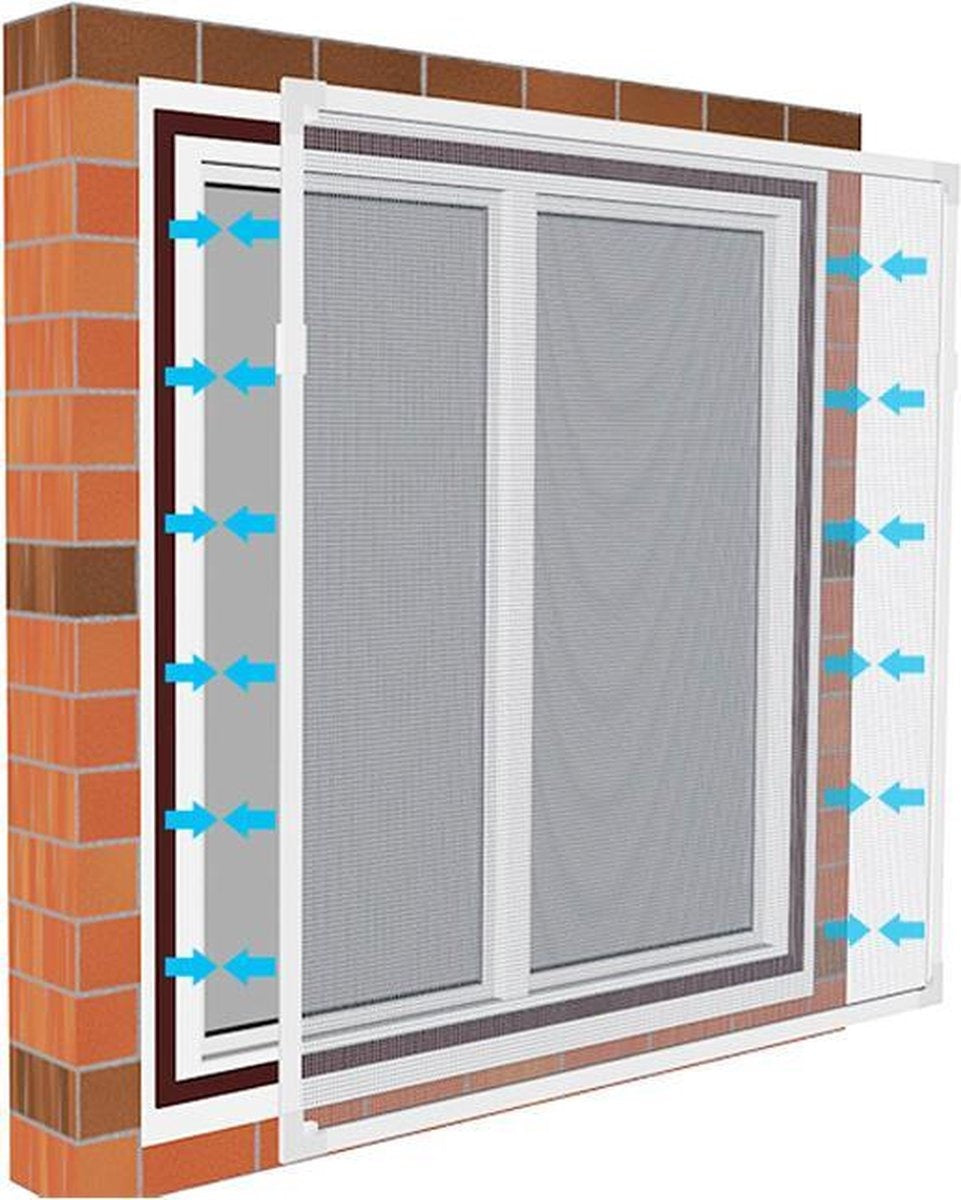 O'DADDYÂ¬Ã† Moskitonetz - Fenstergitter magnetisch rund - Maschengitter - 100 x 120 cm - Fliegengitter nach Maß - Gitter mit weißem Rand schwarze Maschen
