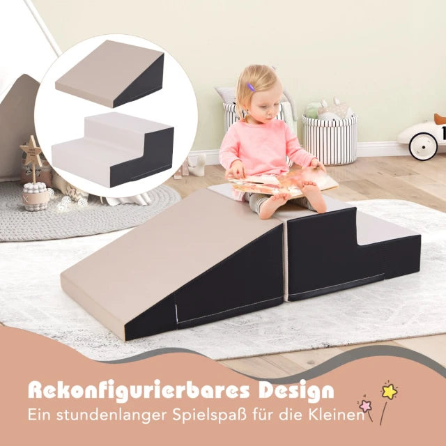 Coast Play Blocks Set Schwarz - 2-teiliges Soft Play Set - PU und EPE Schaumstoff - 100 x 50 x 25 cm