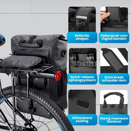 Avalo - Fahrradtasche - Multikuntionstasche - 25L - PVC - Wasserdicht - Schwarz
