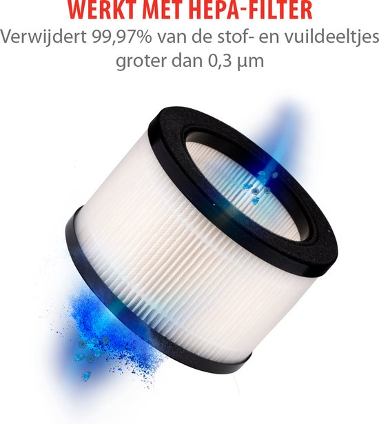 alpina Luftreiniger mit HEPA-Filter H13 – Luftreiniger mit Ionisator für Räume von 5–10 m² – Luftreiniger 60 m³/h – Luftreiniger mit 3 Geschwindigkeitsstufen – 230 V/12 W – Weiß