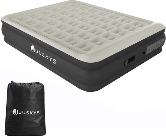 Juskys Selbstaufblasendes Luftbett Sapri L - Grau - 197 x 154 x 45 cm - inkl. Aufbewahrungsbeutel