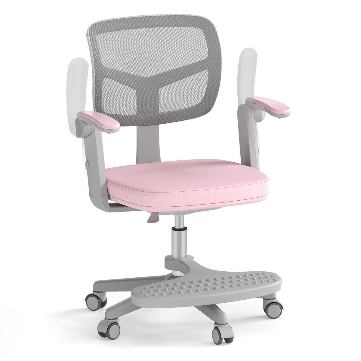 Coast Kinder-Bürostuhl – höhenverstellbar – drehbar mit Rollen – rosa