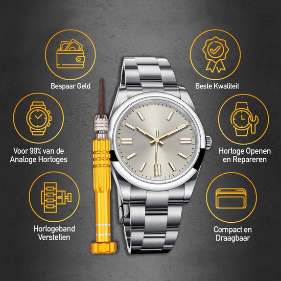 Happy Goods Uhrenwerkzeuge - Uhrenarmband-Inkorter - 154 Stück - Uhrenreparaturset - bis 55 mm - Uhrenöffner - Uhrenschraubendreher-Set - Uhrengehäuseöffner - Uhrenwerkzeuge