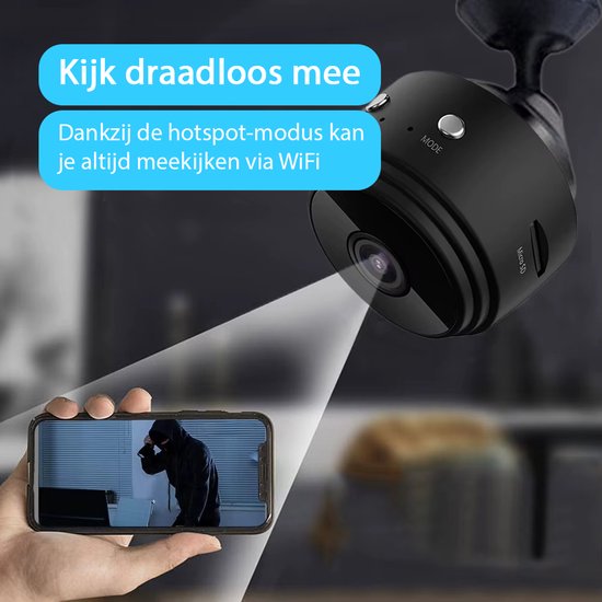 Tech Essentials Mini-Spionagekamera – 1080p – mit WLAN-App – Mikro-Überwachungskamera – für den Innenbereich – Spionage – Nannycam – Abhörgerät – Schwarz