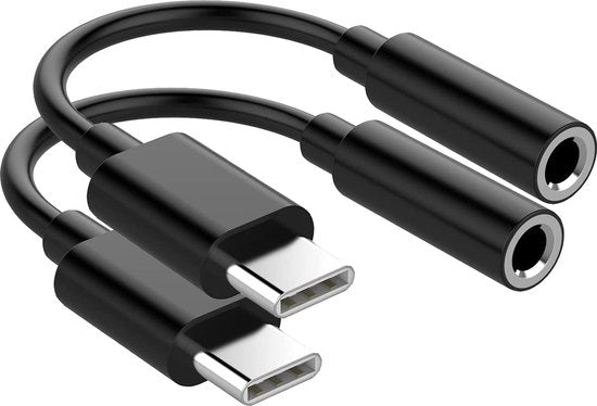Techvavo® 2er-Set – USB-C-auf-3,5-mm-AUX-Adapter – Typ-C-auf-AUX-Anschluss – USB-C-auf-Kopfhörerbuchse – Audiobuchse auf USB-C – 3,5-mm-Audiobuchse – Audiobuchse-USB-C – Audiobuchse-Kabel – Geeignet für Samsung