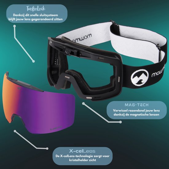 MowMow LOCAL Skibrille Männer L/XL + Extra Scheibe - Magnetisch - Bio-Frame - R-Strap - UV400